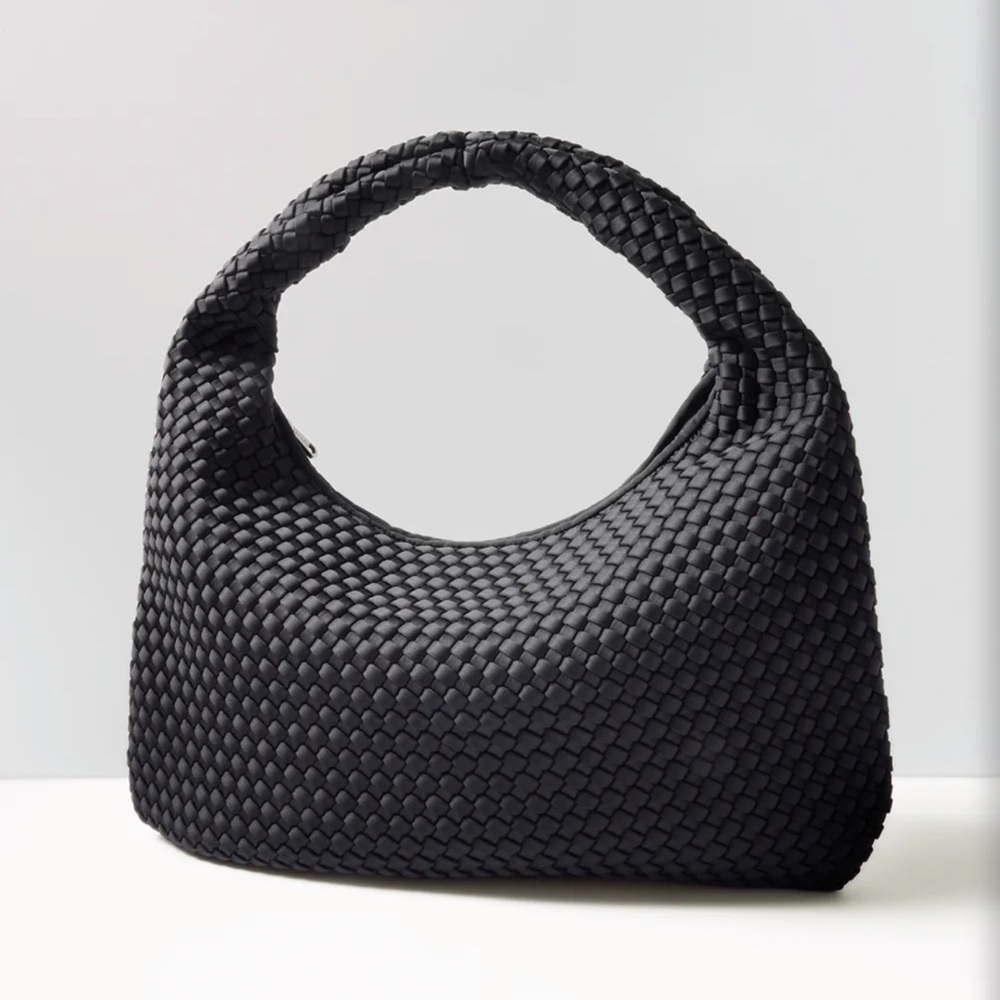 Sol And Selene Dare To‎ Dream Large Hobo Woven Neoprene Black Handbag Purse